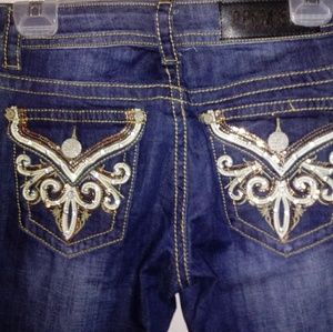 Rue21 Premier Jeans Sz 5/6R Blue Denim Embellished